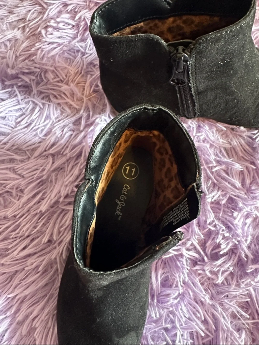 Cat & Jack Black Suede-Look Ankle Booties - Picture 2 of 4
